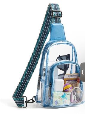 Clear Blue Sling Crossbody Bag -
